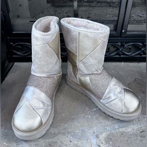 UGG boots Patchwork silver gold Glitter Elmira boots SZ 8